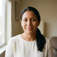 Retrato generado de Paula, agente de IA de Orbit